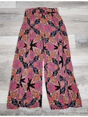 Earthbound Trading Pants Small Boho Open Front Wide Leg Small